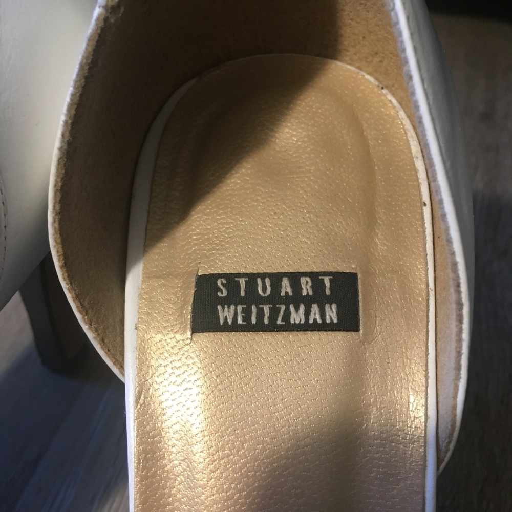 Stuart Weitzman White & Tan Mule Heels - Picture 4 of 7